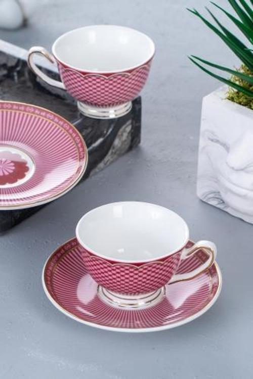 GRN-05033 Tessa Kırmızı 2 Kişilik Kahve Fincan Takımı