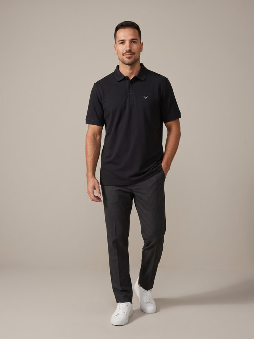 Siyah Erkek Yazlık Basic Polo Yaka Tişört