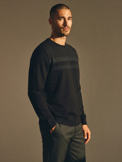 Siyah Erkek Büyük Beden Pamuklu Kışlık Desenli Sweatshirt