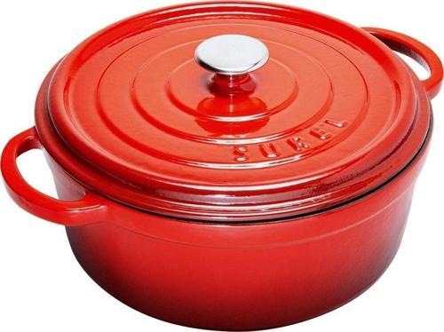Aroma Kapak Degrade Kırmızı Yuvarlak Döküm Tencere 32 Cm