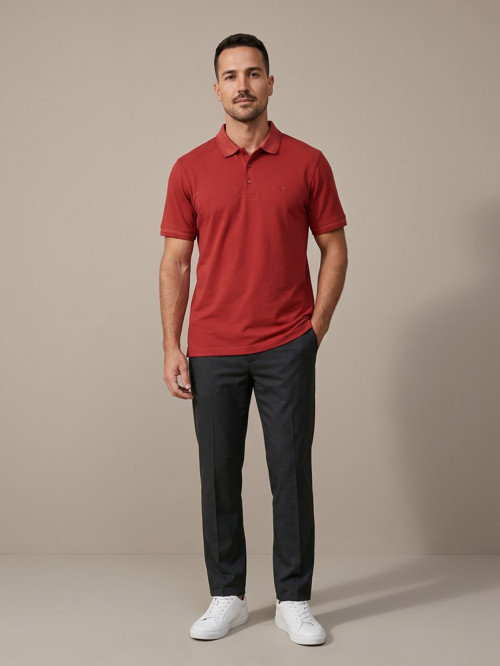 Kırmızı Erkek Yazlık Basic Polo Yaka Tişört