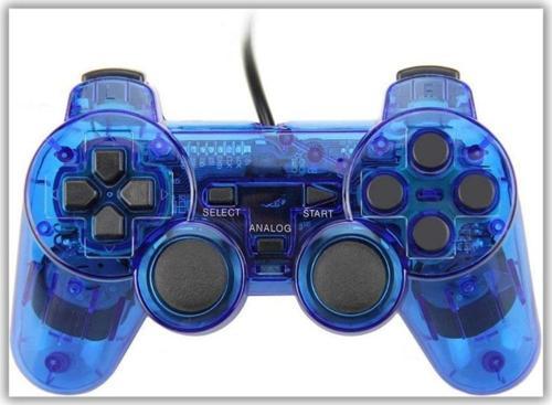 PS2 Controller Oyun Kolu , Titreşimli Gamepad Joystick Mavi