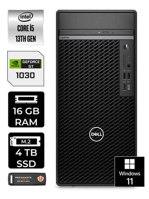 OPTIPLEX i5 13500 16GB RAM 4TB SSD GT1030/4GB W11HOME N010O7010MTU MASAÜSTÜ PC & PER4BELLEK