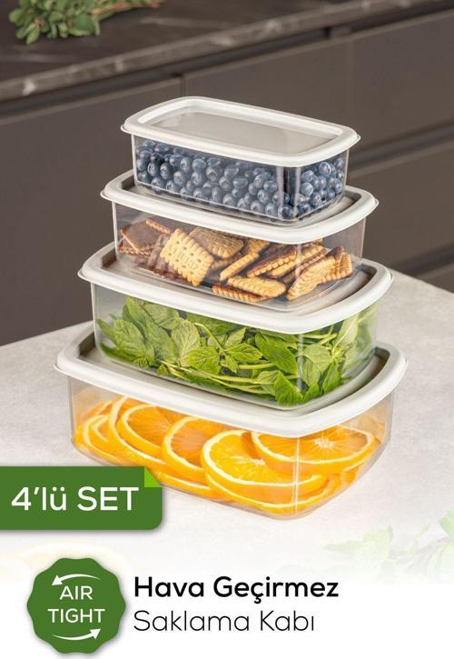 4lü Hava Geçirmez Saklama Kabı Seti Gri 1x(250-500-750-1200 ML)