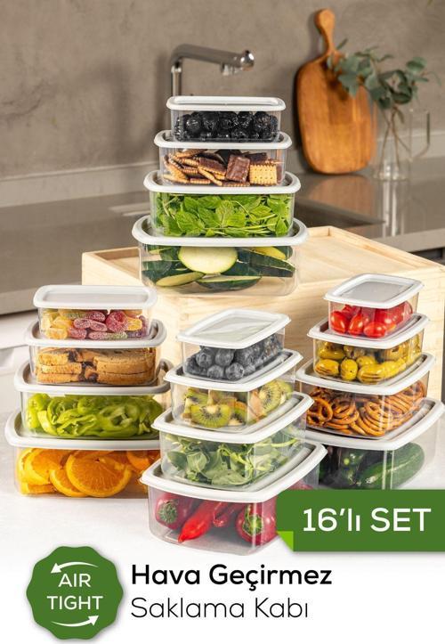 16lı Hava Geçirmez Saklama Kabı Seti Gri 4x(250-500-750-1200 ML)