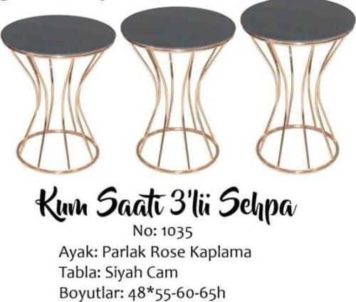Brc Zigon 13393 Kumsaat Model Düz SİYAH tabla Metal Çelik ROSE Kaplama El Yapım