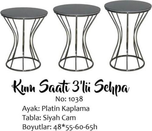 Brc 13390 Kumsaat Model Düz SİYAH Desen Metal Çelik PLATİN Renk Kaplama El Yapım