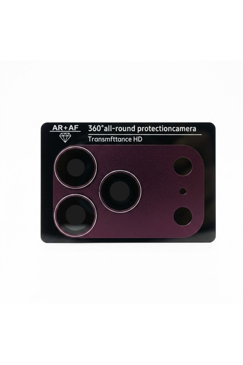 İphone 18 Pro Max Entegre Zırhlı Metal Kamera Lens Koruyucu Bordo Tg09-20