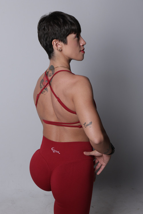 Pro Seamless Askılı Crop - Bordo Em-31
