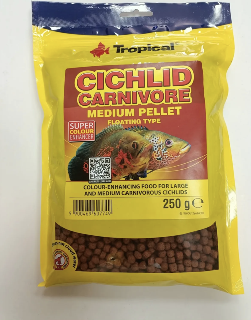 Cichlid Carnivore Medium Pellet Akvaryum Balık Yemi 250 gr (Orijinal Paket)