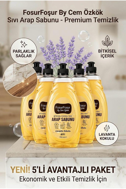 By Cem Özkök Lavanta Kokulu Bitkisel Sıvı Arap Sabunu 750 Ml 5 Adet (Sls-Paraben İçermez)
