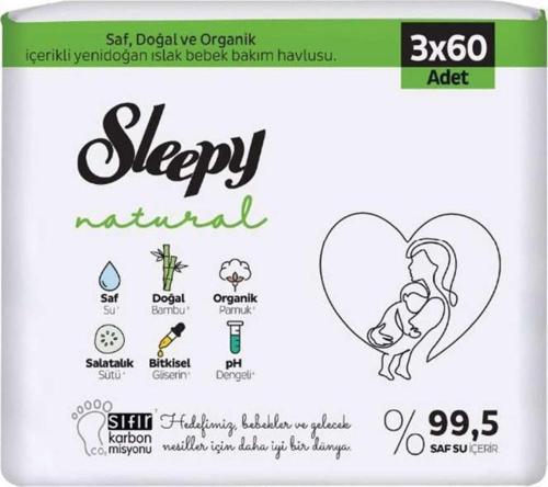Natural Yenidoğan 60 Yaprak 3'lü Paket Islak Mendil