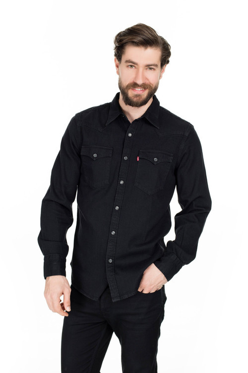 Erkek Siyah Denim Jean Kot Gömlek 85744-0002