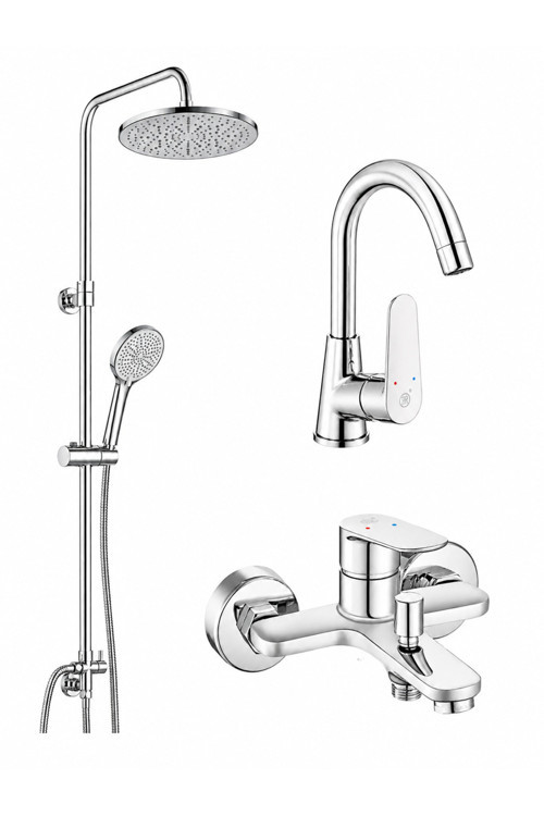 Fast Kuğu Lavabo Bataryası + Fast Banyo Bataryası + Tuna Duş Kolonu 5 Yıl Garantili