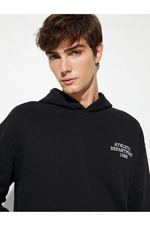Kolej Sweatshirt Kapşonlu Baskılı Kanguru Cep Detaylı Şardonlu