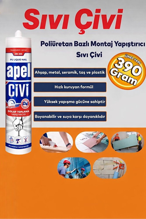 Pu Sıvı Çivi Montaj Kiti Silikon 390 gr.