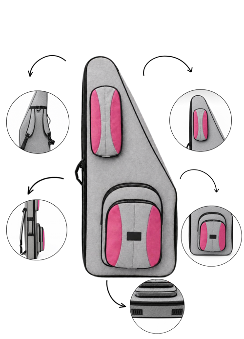 Profesyonel Kanun Kılıfı Gri/Pembe Keten Kumaş – %100 Su Geçirmez – 3 mm EVA + 1 cm Polietilen Köpük Destekli – Darbeye Dayanıklı