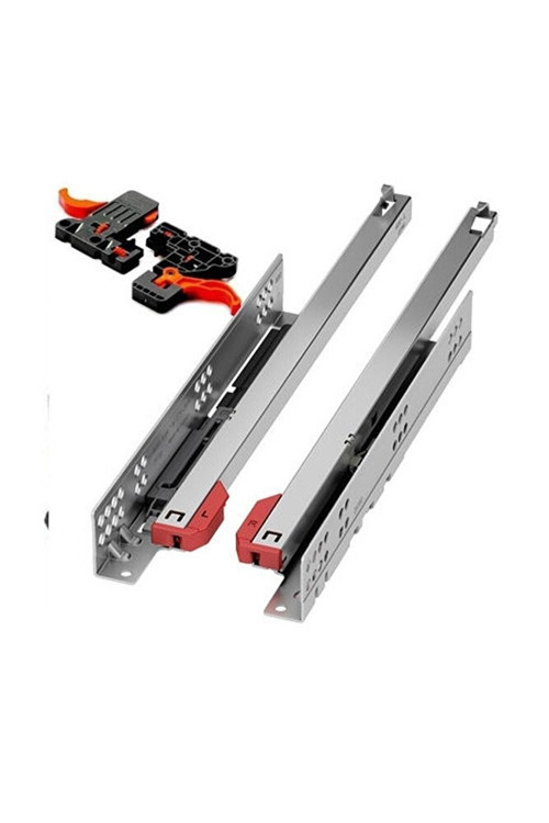Ultimade 45 Cm Tek Açılım Frenli Ray Çekmece Rayı Mandal Dahil