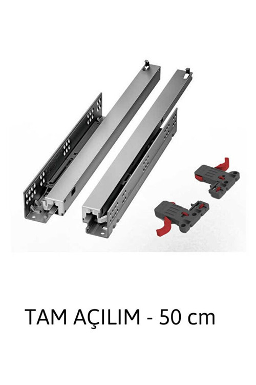 Smart Slide Frenli Tam Açılım (full) Çekmece Rayı / Mandallar Dahil (sağ Ve Sol) / 50 Cm
