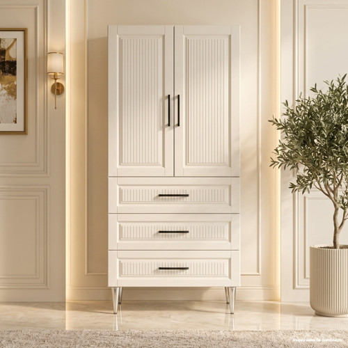 Stresa Çok Amaçlı Dolap 60 cm 2 Kapak 3 Çekmece Lake Krem - Çok Amaçlı Erzak Dolabı