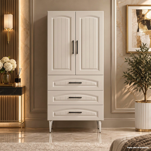 Lourmarin Çok Amaçlı Dolap 60 cm 2 Kapak 3 Çekmece Soft Aytaşı - Çok Amaçlı Raflı Dolap