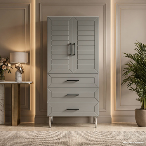 Bozcaada Çok Amaçlı Dolap 60 cm 2 Kapak 3 Çekmece Soft Somon - Çok Amaçlı Çekmeceli Dolap
