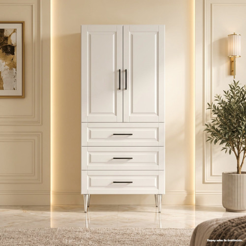 Chantilly Çok Amaçlı Dolap 60 cm 2 Kapak 3 Çekmece Soft Beyaz - Çok Amaçlı Mutfak Dolabı