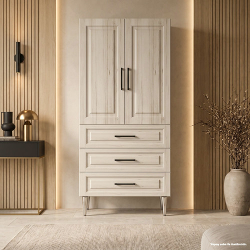 Arosa Çok Amaçlı Dolap 60 cm 2 Kapak 3 Çekmece Beyaz Pelit - Çok Amaçlı Çekmeceli Dolap