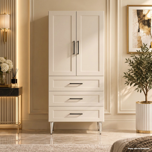 Vevey Çok Amaçlı Dolap 60 cm 2 Kapak 3 Çekmece Lake Krem - Çok Amaçlı Mutfak Dolabı