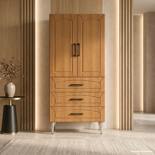 Toscana Çok Amaçlı Dolap 60 cm 2 Kapak 3 Çekmece Açık İtalyan Ceviz - Çok Amaçlı Banyo Dolabı