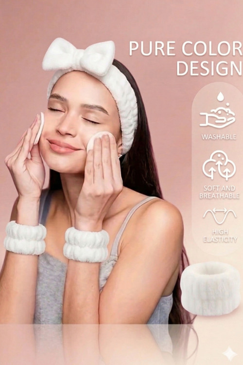 Soft Peluş Spa Saç Bandı Ve Bileklik Set 3 Parça