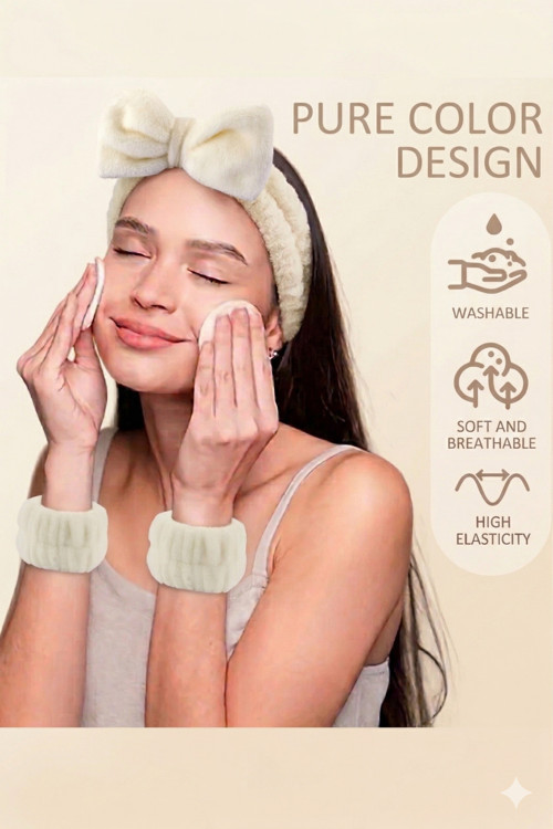 Soft Peluş Spa Saç Bandı Ve Bileklik Set 3 Parça