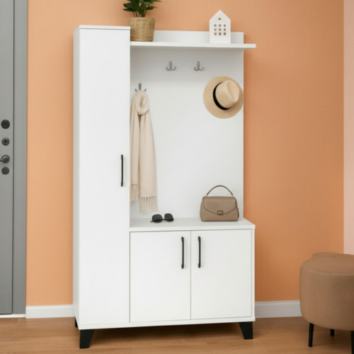 Loft Portmanto ve Askılıklı Vestiyer Takımı - Beyaz