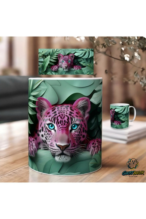 Pembe Leopar Kupa Bardak | Tek Adet K0658