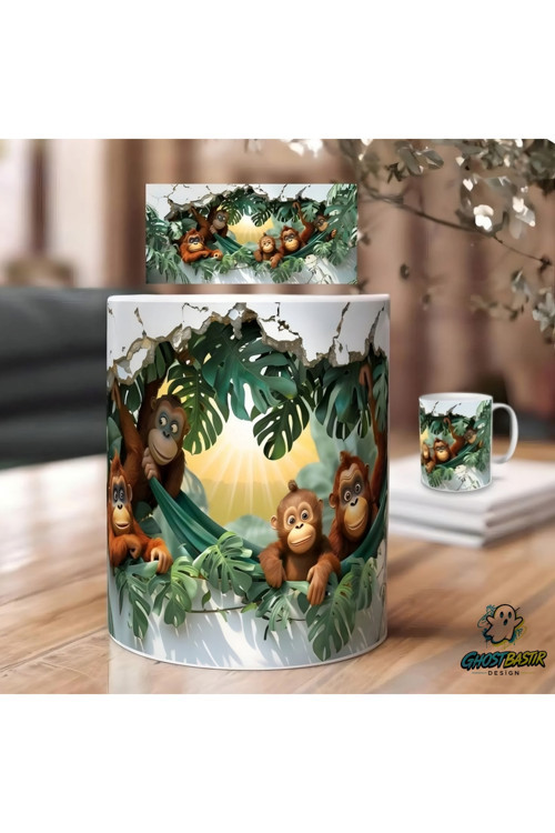 Maymunlu Kupa Bardak | Tek Adet K0606