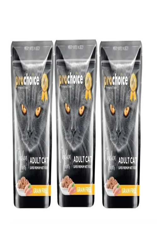 Yetişkin Kediler İçin,Tahılsız,Jöle İçinde Tavuk Ve Ciğer Parça Etli Yaş Mama 85 Gr X3 Adet