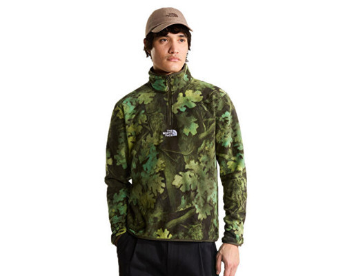 M NOVELTY LOGO GLACIER 1/4 ZIP - PRINT Erkek Outdoor Çeyrek Fermuarlı Polar Üst NF0A8JK8SS11 Yeşil