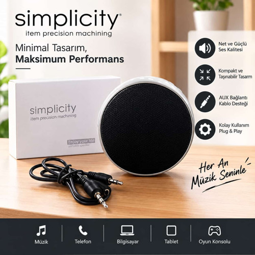 SİMPLİCİTY TF KART DESTEKLİ BLUETOOTH MİNİ SPEAKER