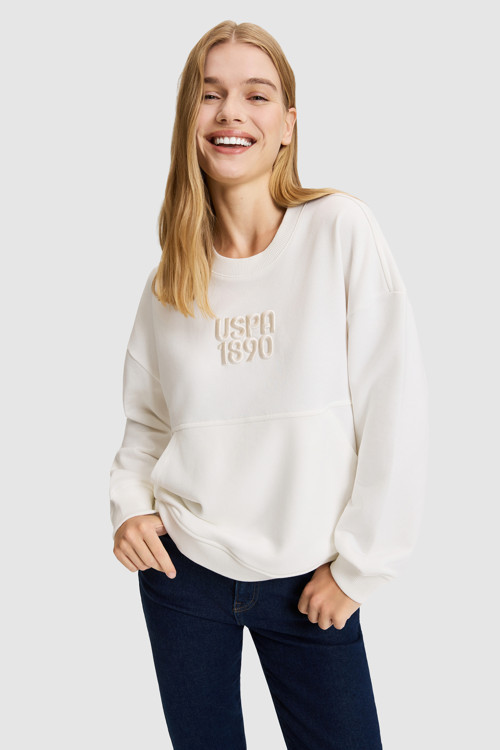 Kadın Fildişi Bisiklet Yaka Sweatshirt 50326805-VR265