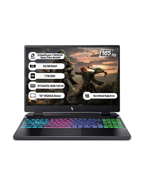 Outlet Nitro 16 AN16-42-R5NM NH.QSLEY.001 Ryzen 7 8845HS 32 GB 1 TB SSD RTX4070 16" WQXGA Gaming Laptop