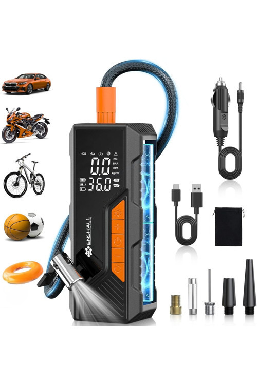 Dijital Göstergeli Led Işıklı Taşınabilir 4500Mah Araç Lastik Şişirme Hava Kompresörü