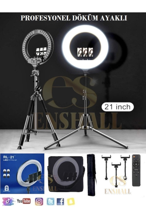 Döküm Ayaklı Profesyonel Kuaför Makyaj Çekimleri 21 Inç 65W 560Led Kumandalı Ring Lıght Çekim Işığı