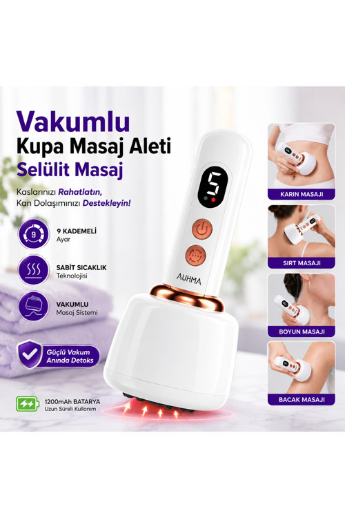Vakumlu Sıkılaştırıcı Auhma Isıtmalı Şarjlı Vücut Masaj Aleti Yağma Yakıcı Kişisel Bakım Cihazı
