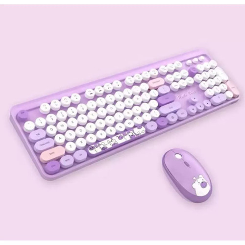 Hello Bear Mor Klavye Mouse Set