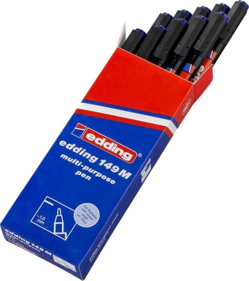 149 M Çok Amaçlı Asetat Kalemi - Permanent Kalem Silgili 1.0mm Mavi (10 Lu Paket)