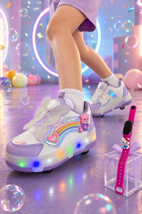 COLOURFUL Çocuk Işıklı Patenli Tekerlekli Sneaker Spor Ayakkabı