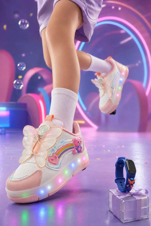 COLOURFUL Çocuk Işıklı Patenli Tekerlekli Sneaker Spor Ayakkabı
