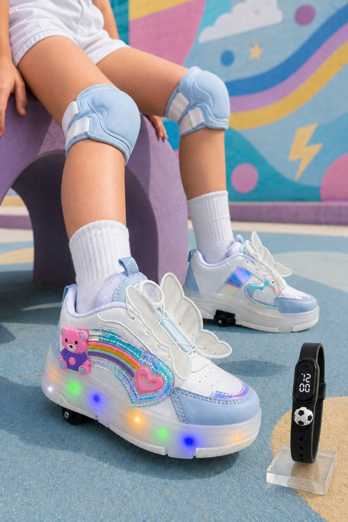 COLOURFUL Çocuk Işıklı Patenli Tekerlekli Sneaker Spor Ayakkabı
