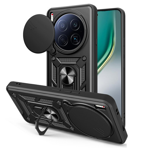 Tecno Camon 40 Premier 5G Kılıf Magnetik Standlı Kamera Korumalı Sürgülü Vega Kapak