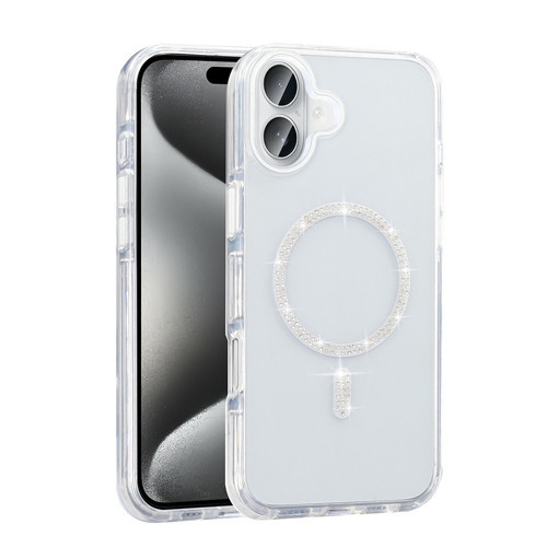 iPhone 16 Plus Kılıf Taşlı Tasarım Magsafe Şarj Özellikli Glittering Design Silikon Kapak